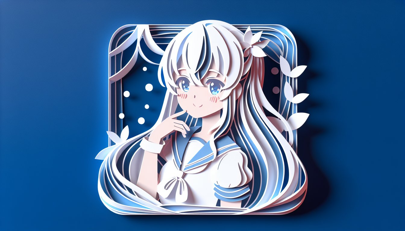 Paper art illustration for Rent a Girlfriend Characters quiz on dark blue background