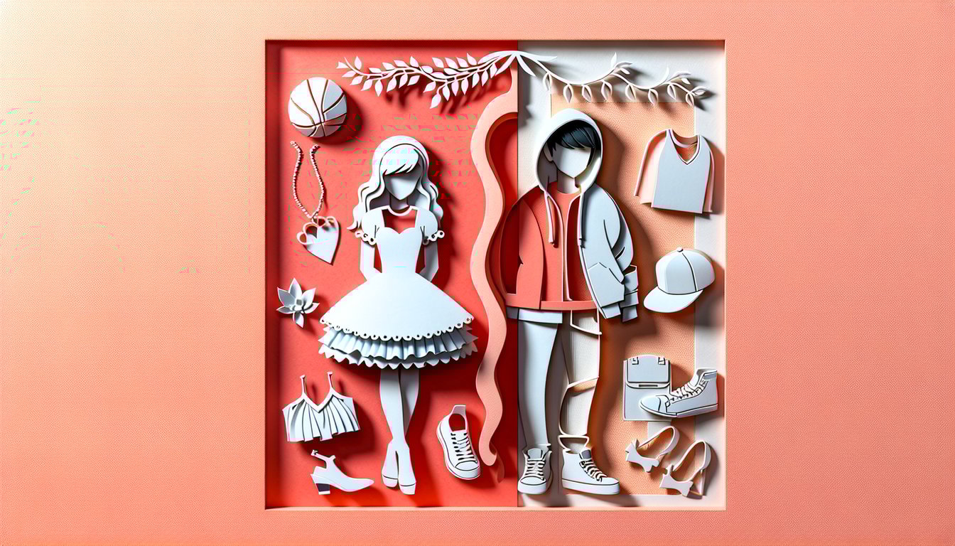 Hannah Montana themed personality quiz illustration featuring girly Miley and tomboy Lilly on a coral background.