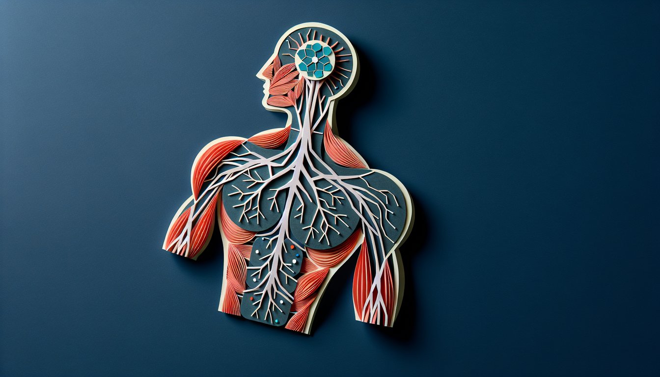 Colorful paper art depicting elements related to Muscle Innervation Quiz.