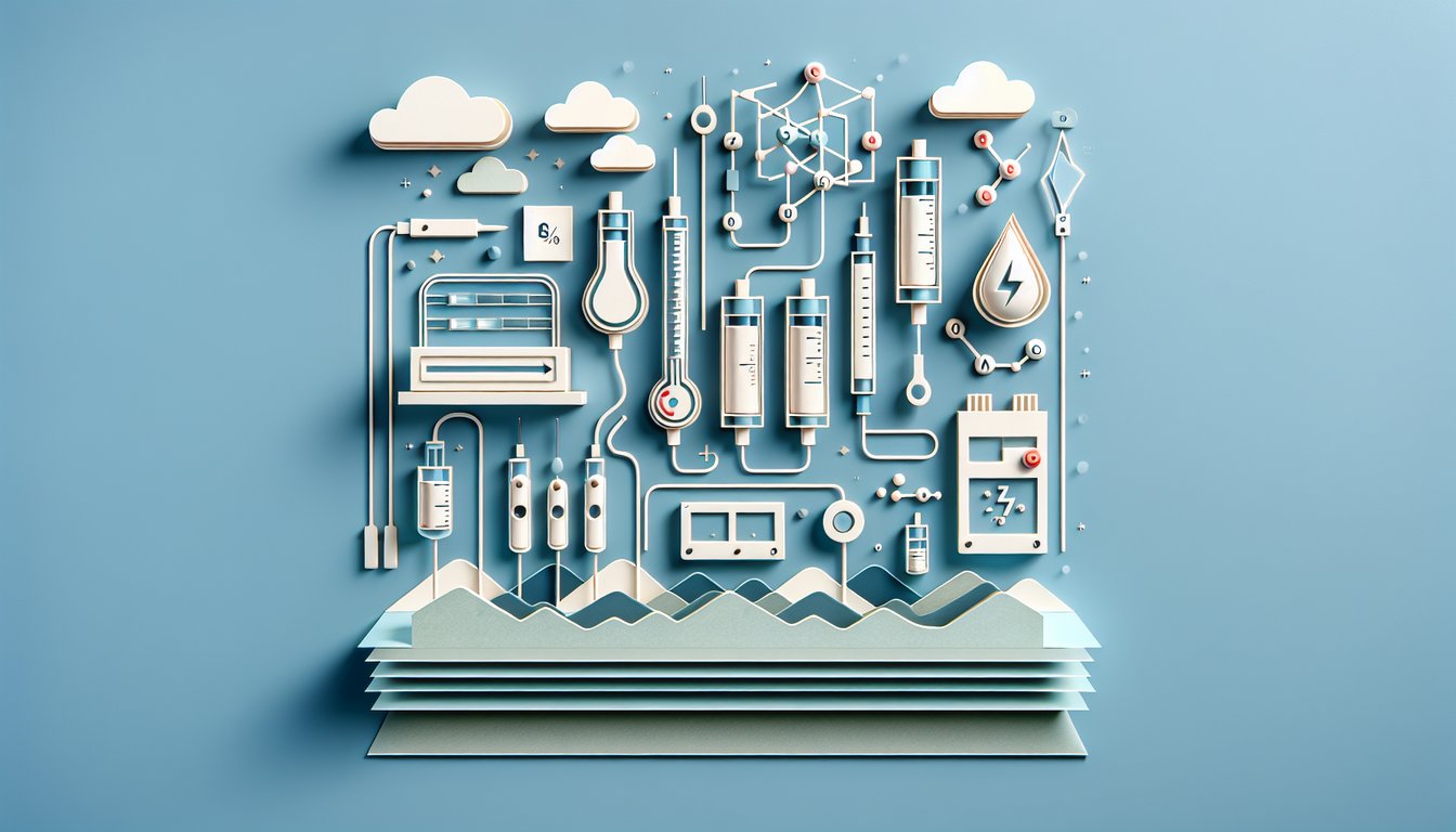 Paper art electrodes and salt bridge on sky blue background, symbolizing electrochemical series and electrode potential quiz