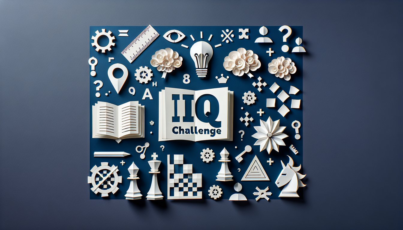 Paper art representing 5th vs 8th IQ Challenge practice quiz for math, reading, logic skills.