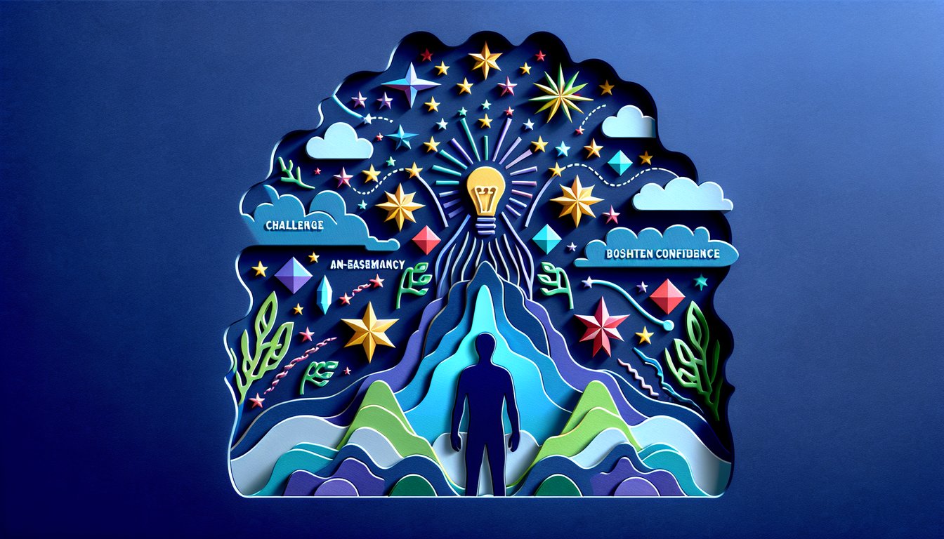 paper cut style exam papers pencil book question mark icons on dark blue background for quiz readiness confidence boost