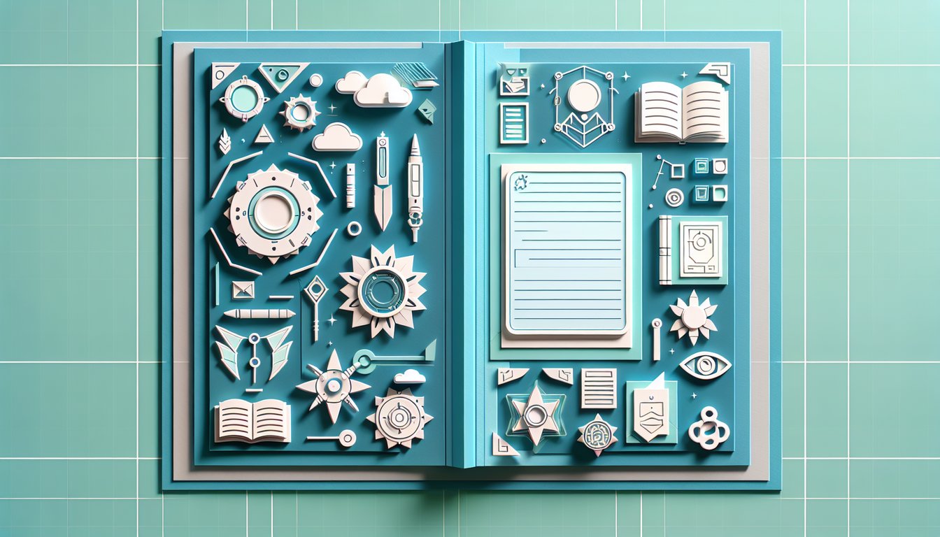 Paper art of colorful diaries on teal background, quiz inviting users to uncover their anime diary holder alter ego.