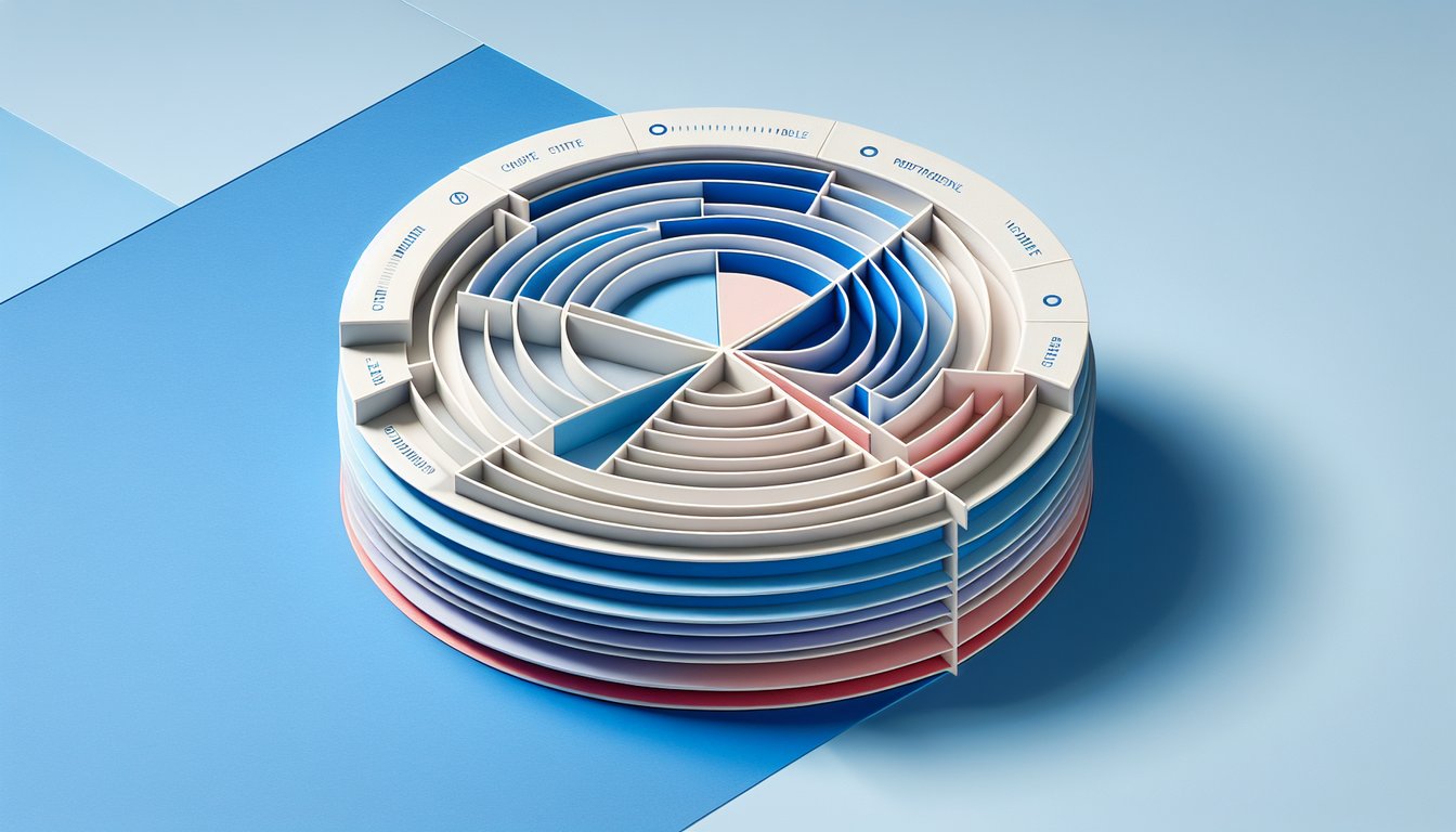 Paper art illustration for Nolan Chart quiz on sky blue background to uncover political stance