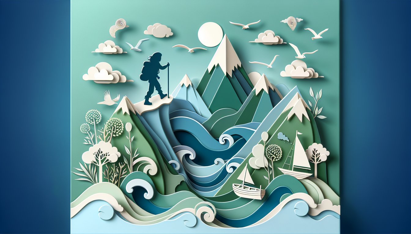 Paper art illustration for a quiz testing self-reliance and independence on a teal background