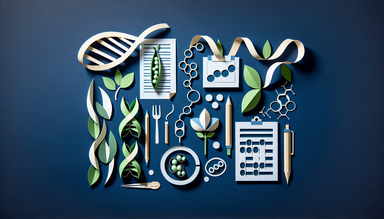 Paper art promoting the Mendelian Mastery Quiz on genetics for high school students.