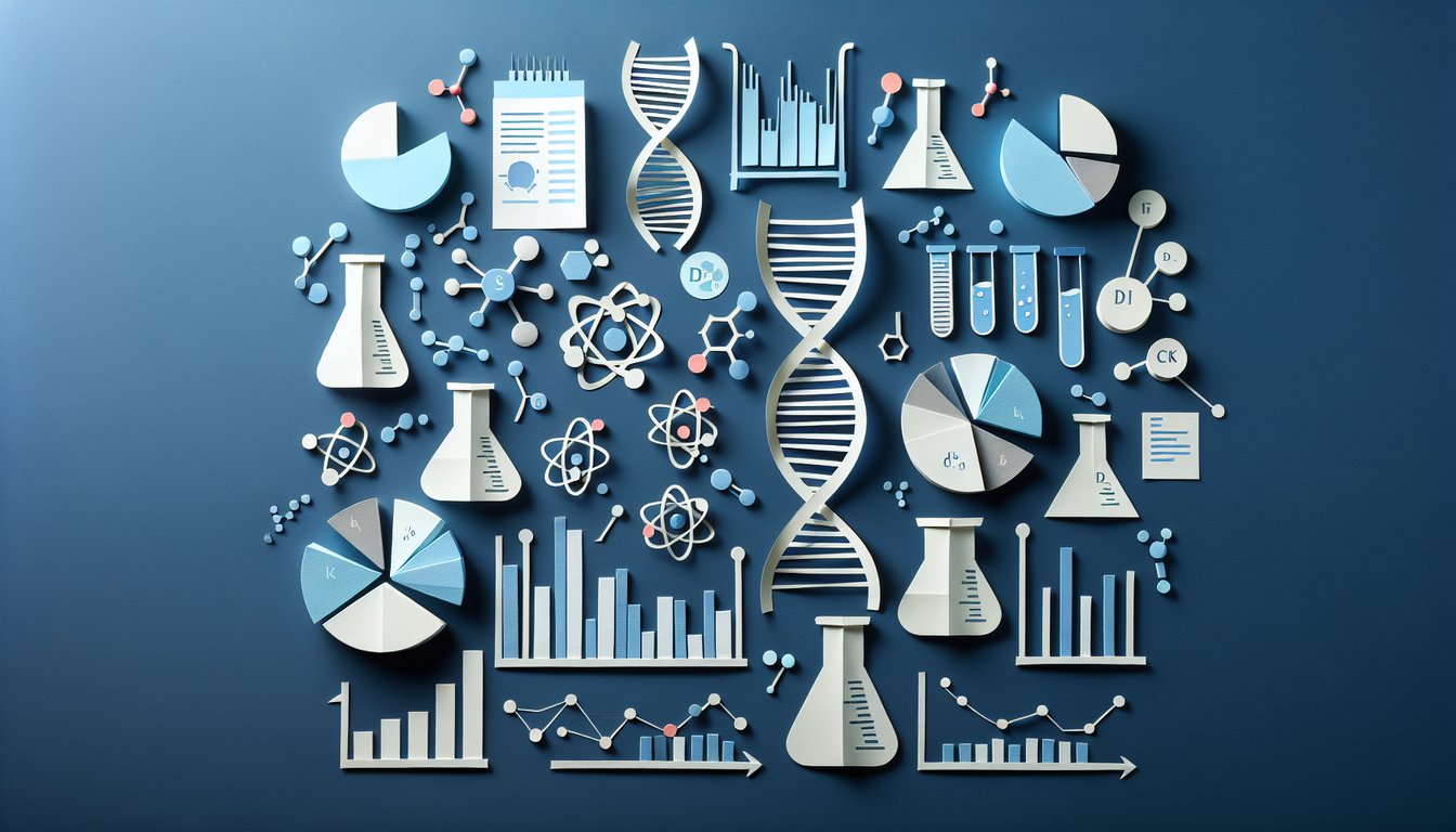 Paper art representing a trivia quiz about graphing in biology for high school students.