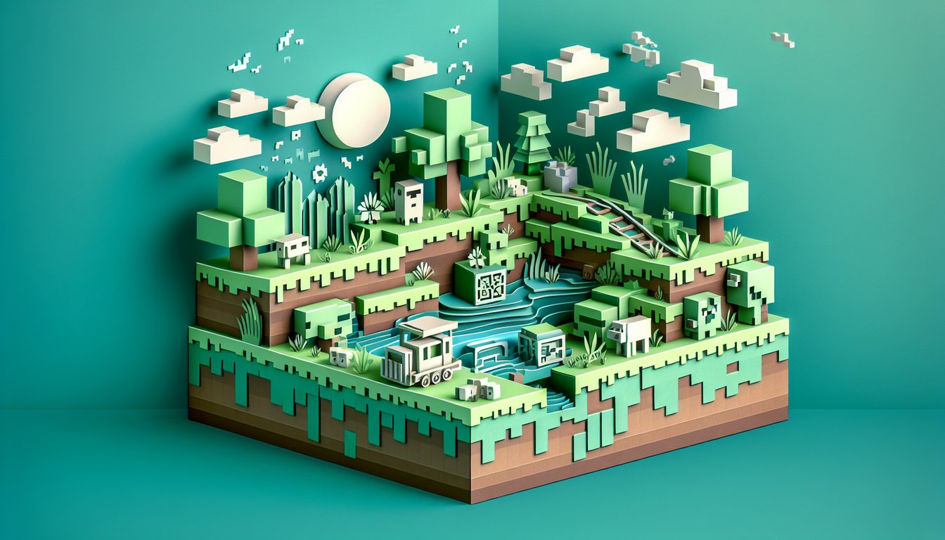 Paper art illustration featuring DanTDMs top Minecraft moments icons pickaxe diamond pig on teal background quiz banner