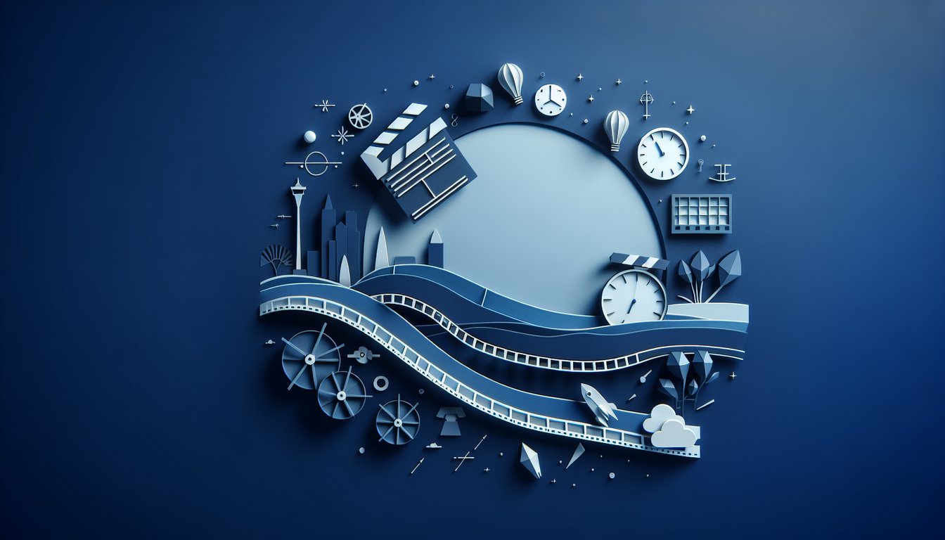 Paper art animation quiz on dark blue background with storyboard frames 3D models frame rate icons and ready to level up
