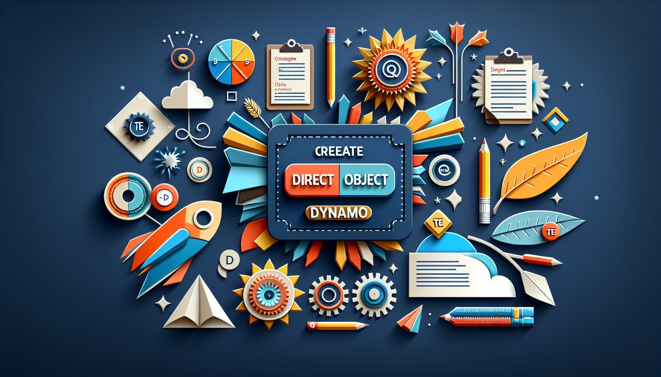 Colorful paper art promoting a Direct Object Dynamo quiz for middle school English learners.