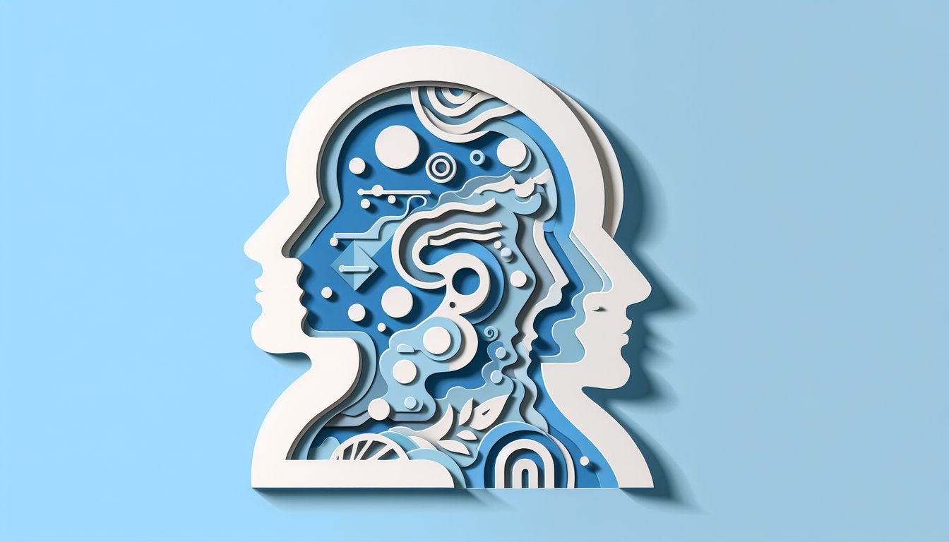 Paper art stylized male face with stars and question marks on sky blue background for handsomeness level quiz