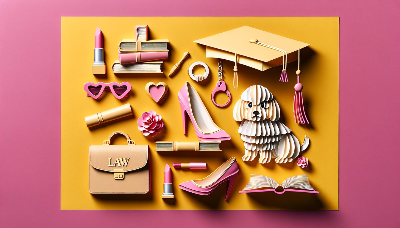 Paper art illustration pink woman with small dog next to quiz title on golden yellow background