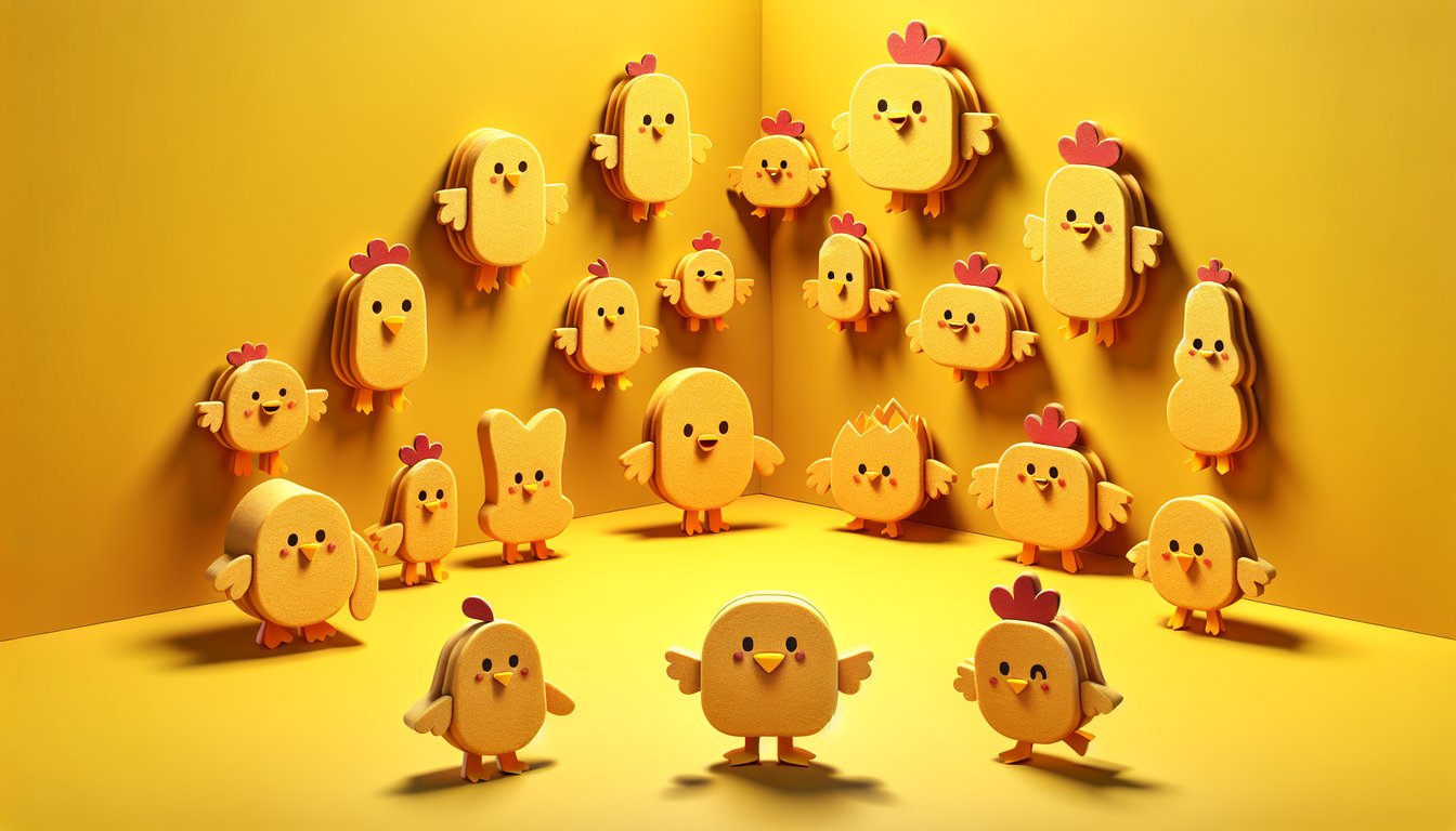 paper art chicken nugget characters on golden yellow background quiz discover which character matches your personality