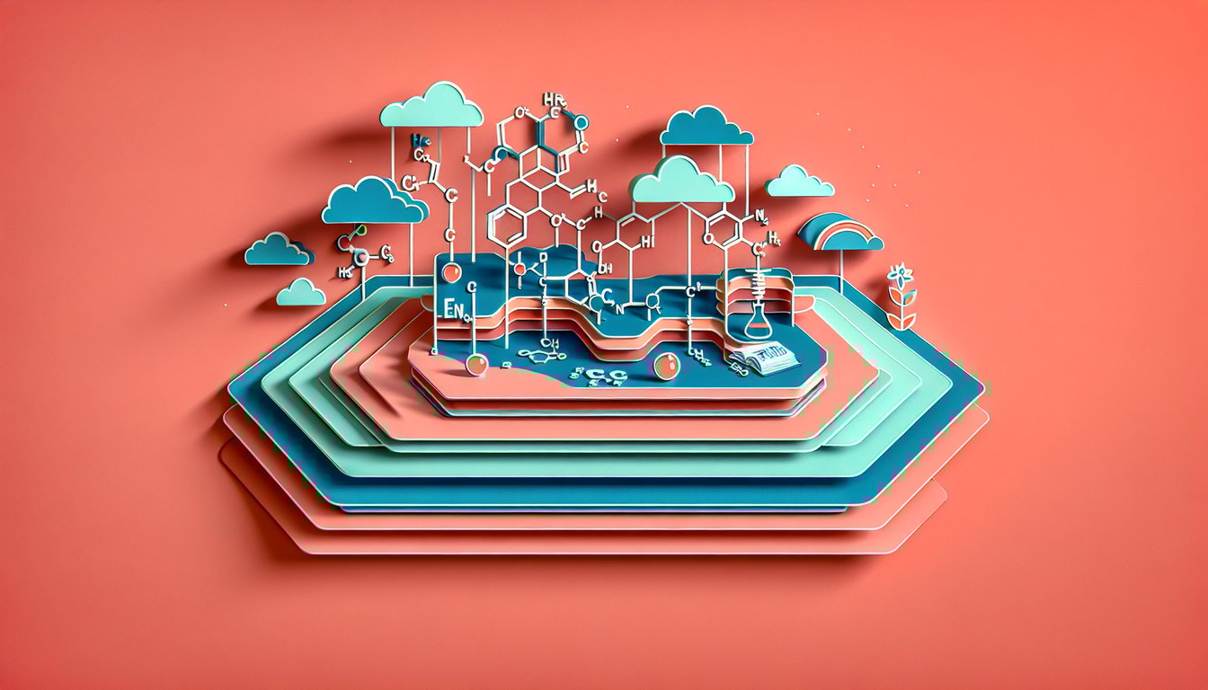 Paper art illustrating a chemistry quiz on IUPAC naming skills on a coral background