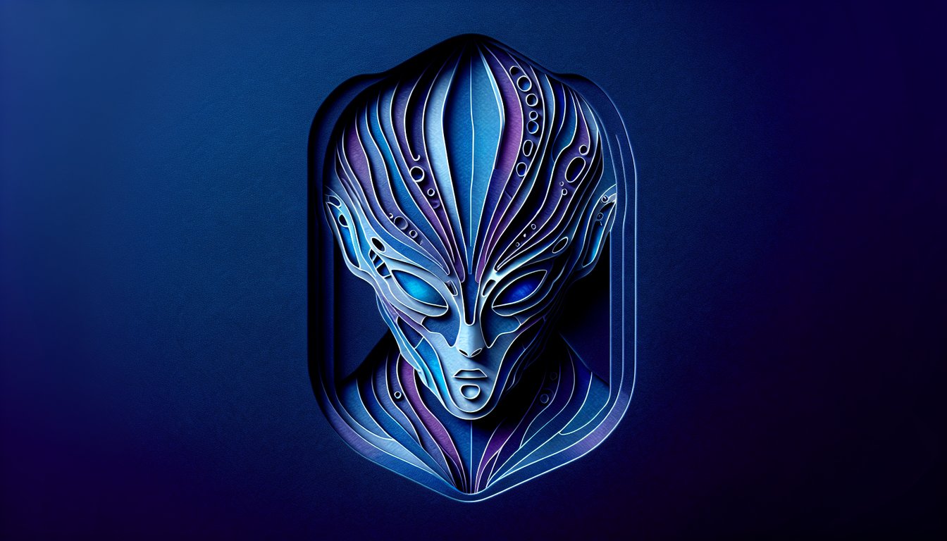 Paper art illustration of Star Trek alien silhouettes on dark blue background promoting free iconic alien race quiz
