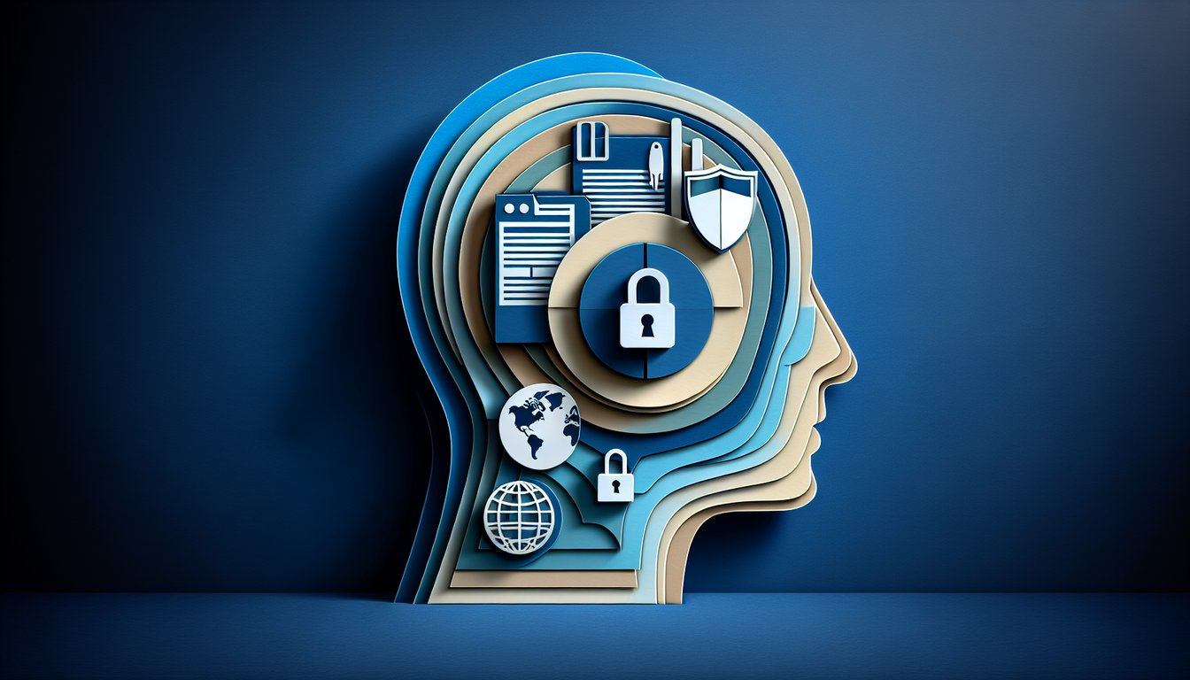 Paper art illustration for CUI training quiz on a dark blue background
