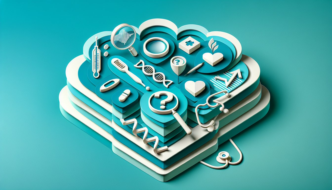 Paper art illustration for disease identification quiz on a teal background