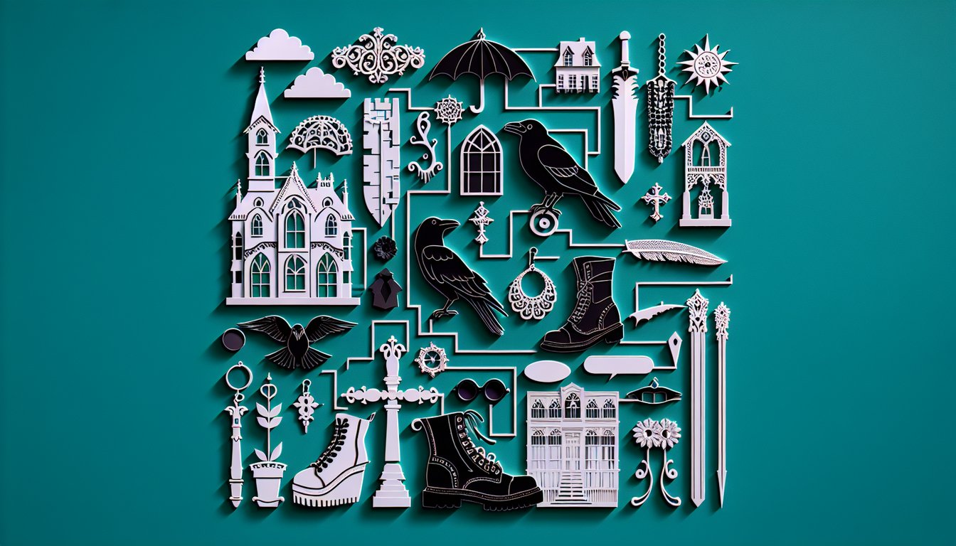 Paper art quiz illustration questioning if the participant is truly gothic or just a poser on teal background