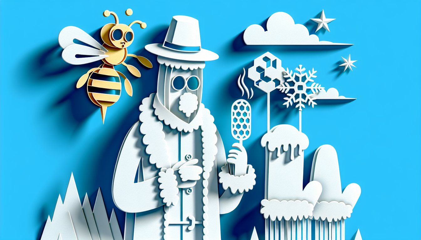 Paper art illustration for quiz featuring Johnny Test villains Beekeeper Brainfreezer Mr Mittens on sky blue background