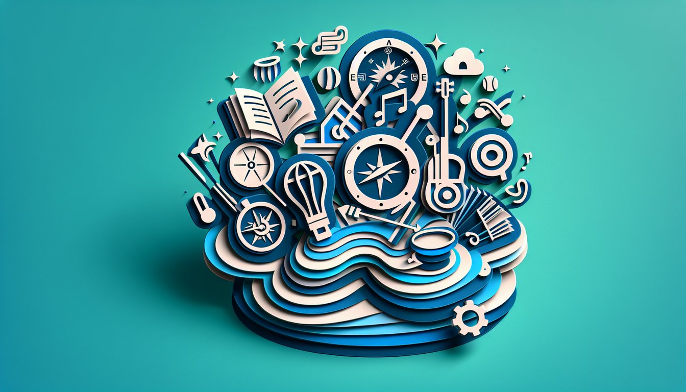 Paper art illustration for boy personality quiz on a teal background.