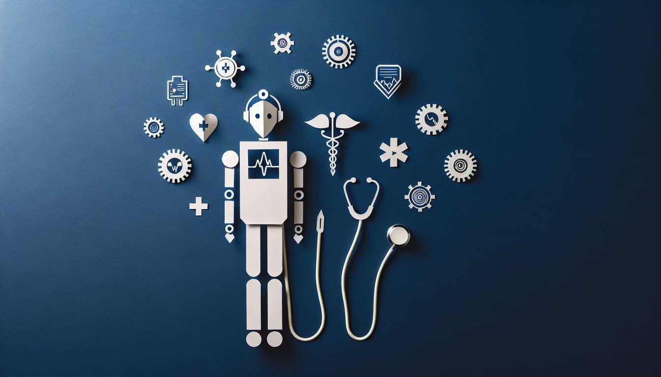 Colorful paper art depicting a quiz on AI in Healthcare Knowledge