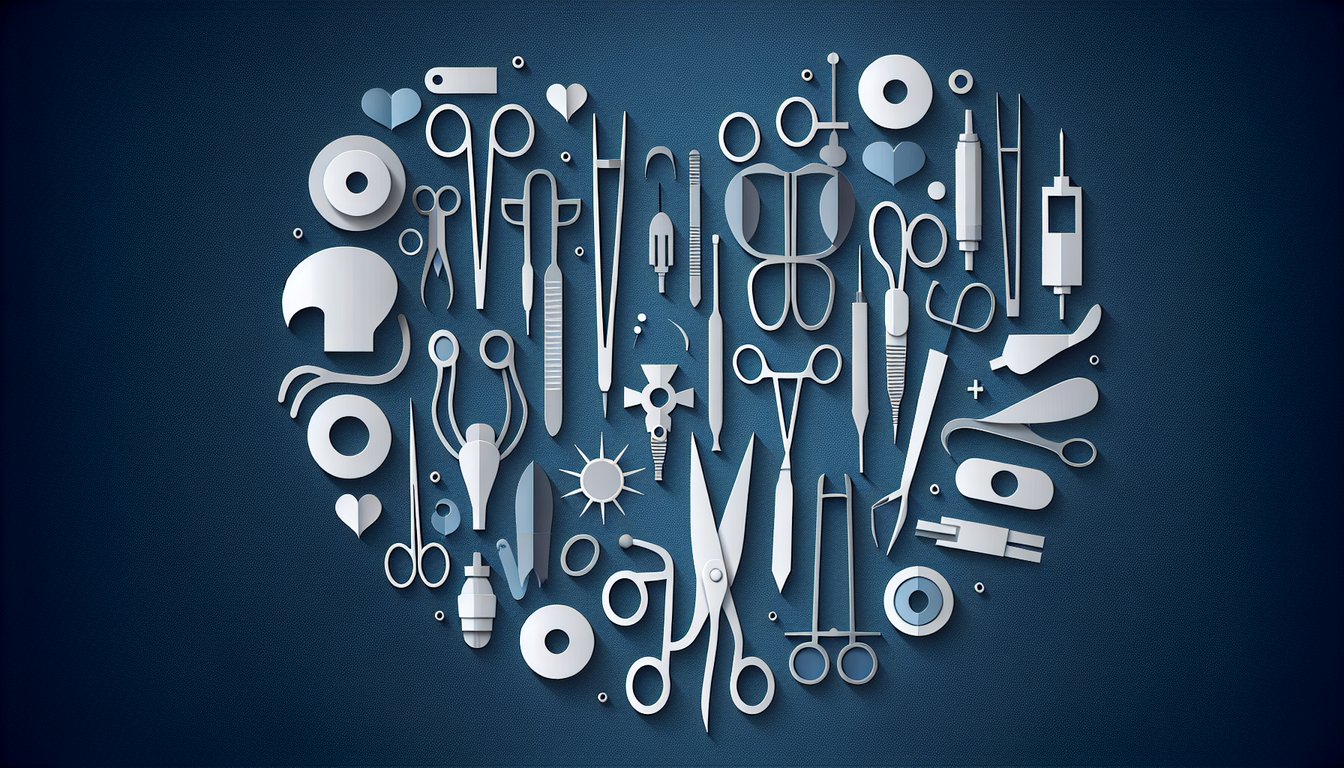 Interactive quiz art featuring surgical tools for high school and college learners.