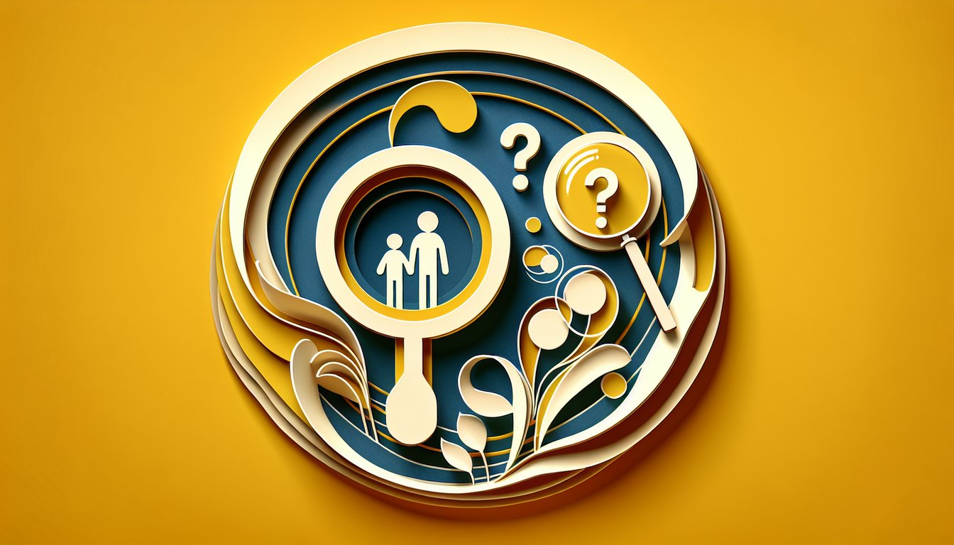Paper art illustration for quiz about discovering if your mom resents you on a golden yellow background.