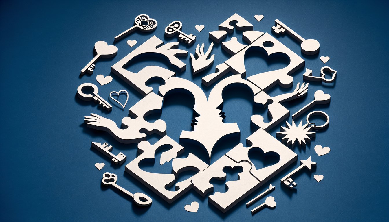 Paper art illustration for girlfriend quiz on dark blue background