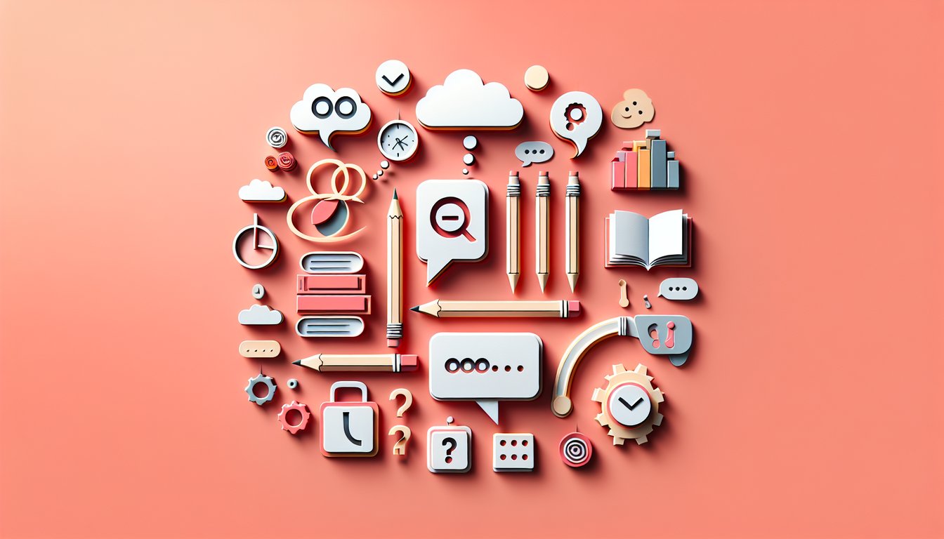 Paper art illustration showing pronoun antecedent agreement quiz title and decorative paper shapes on coral background