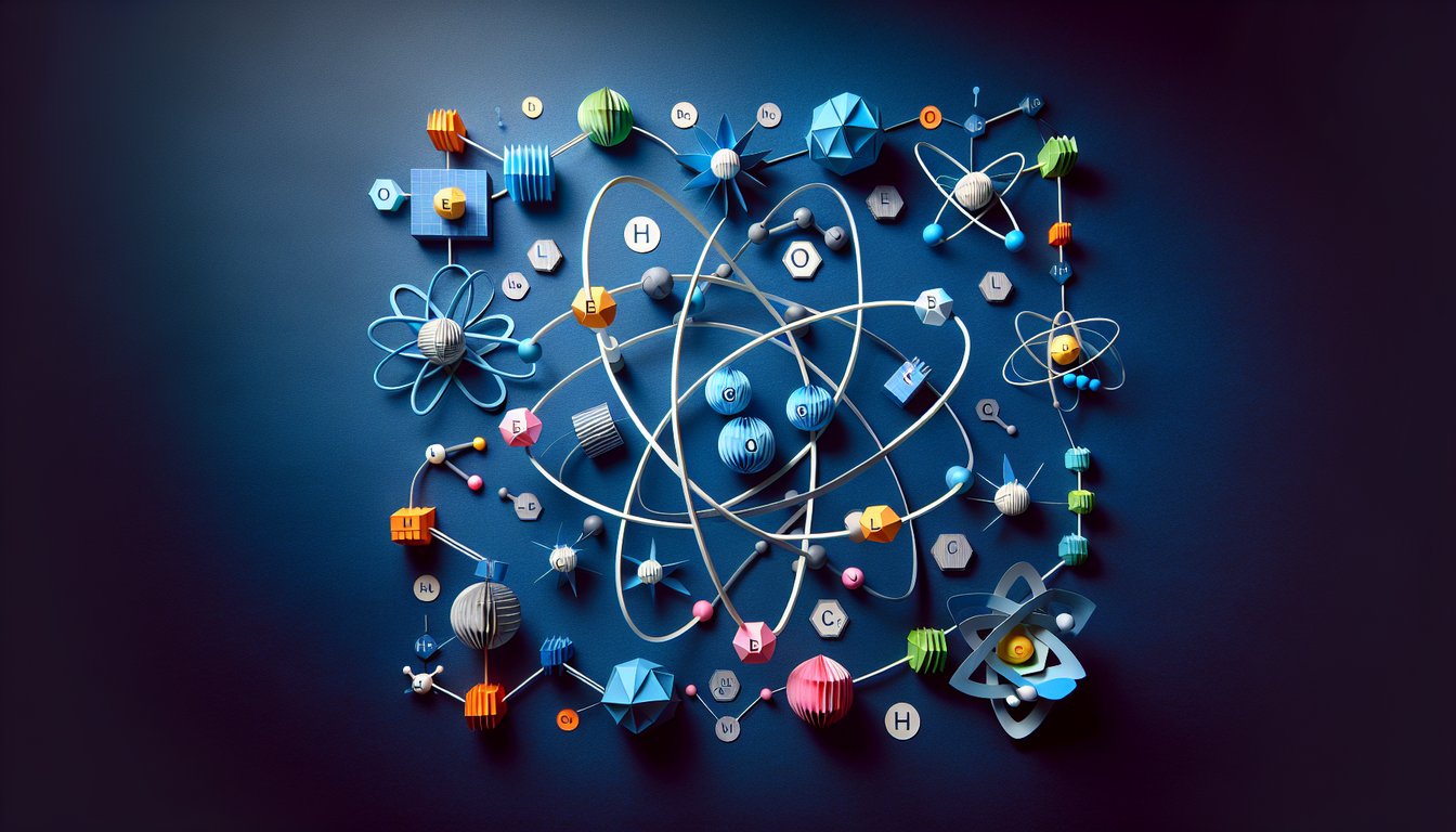 Colorful paper art promoting a Bonding Chemistry Blitz trivia quiz for high school students.