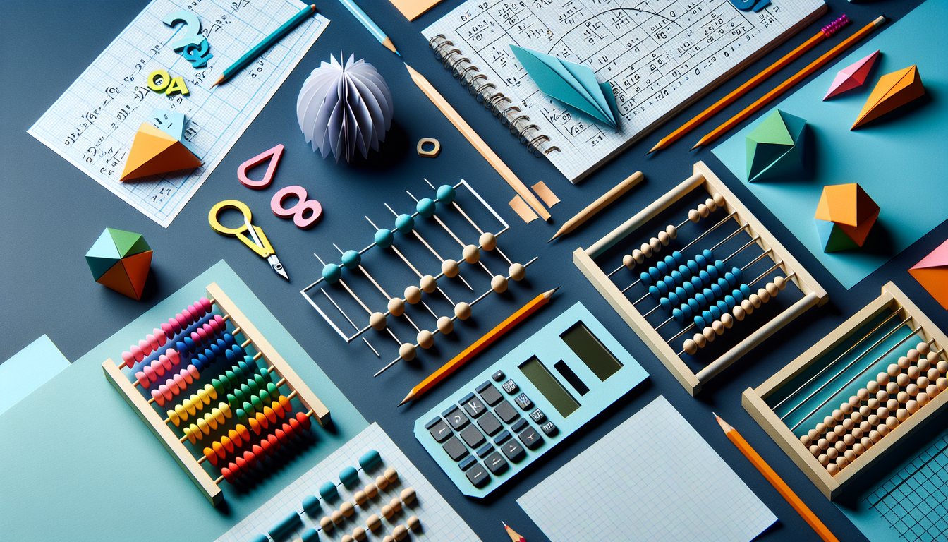 Colorful paper art promoting Ace Math 2 Final, a comprehensive high school math practice quiz.