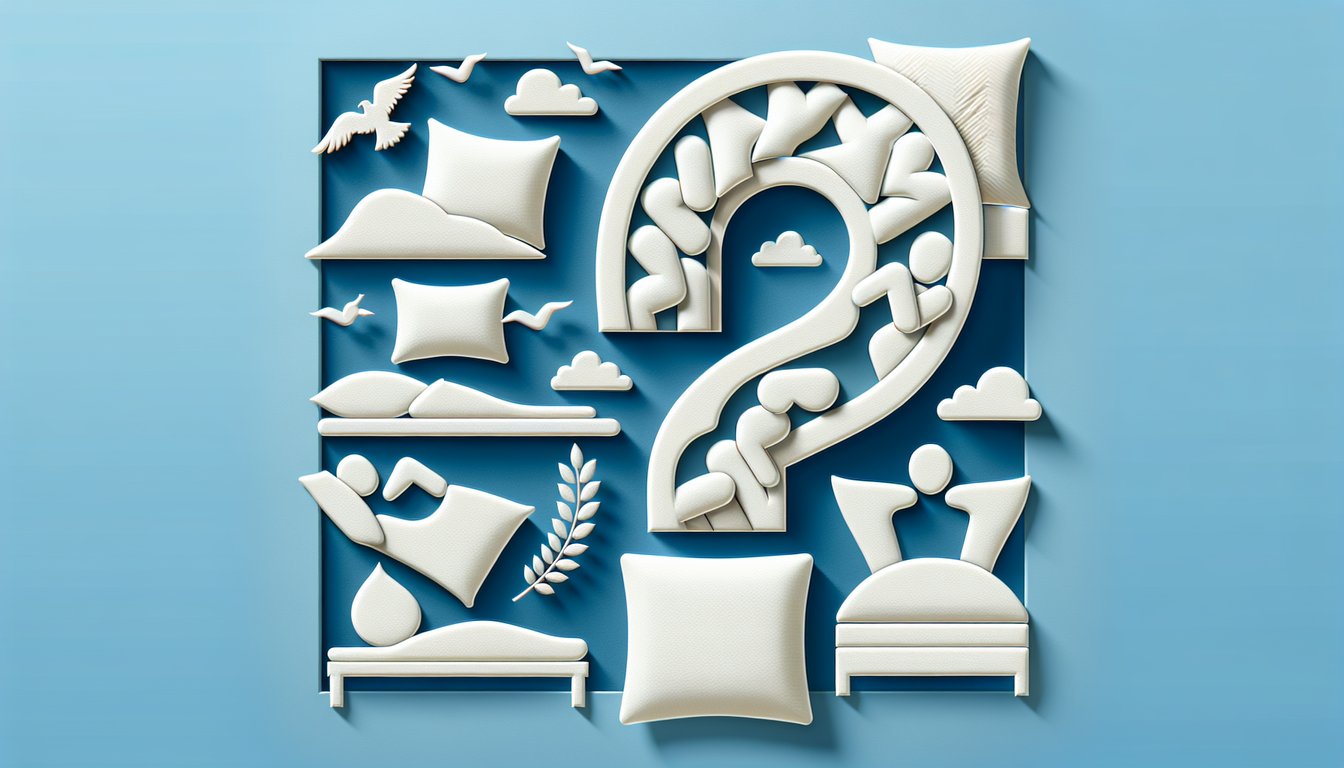 paper art pillow shapes and beds on sky blue background inviting free pillow quiz to discover ideal sleep comfort