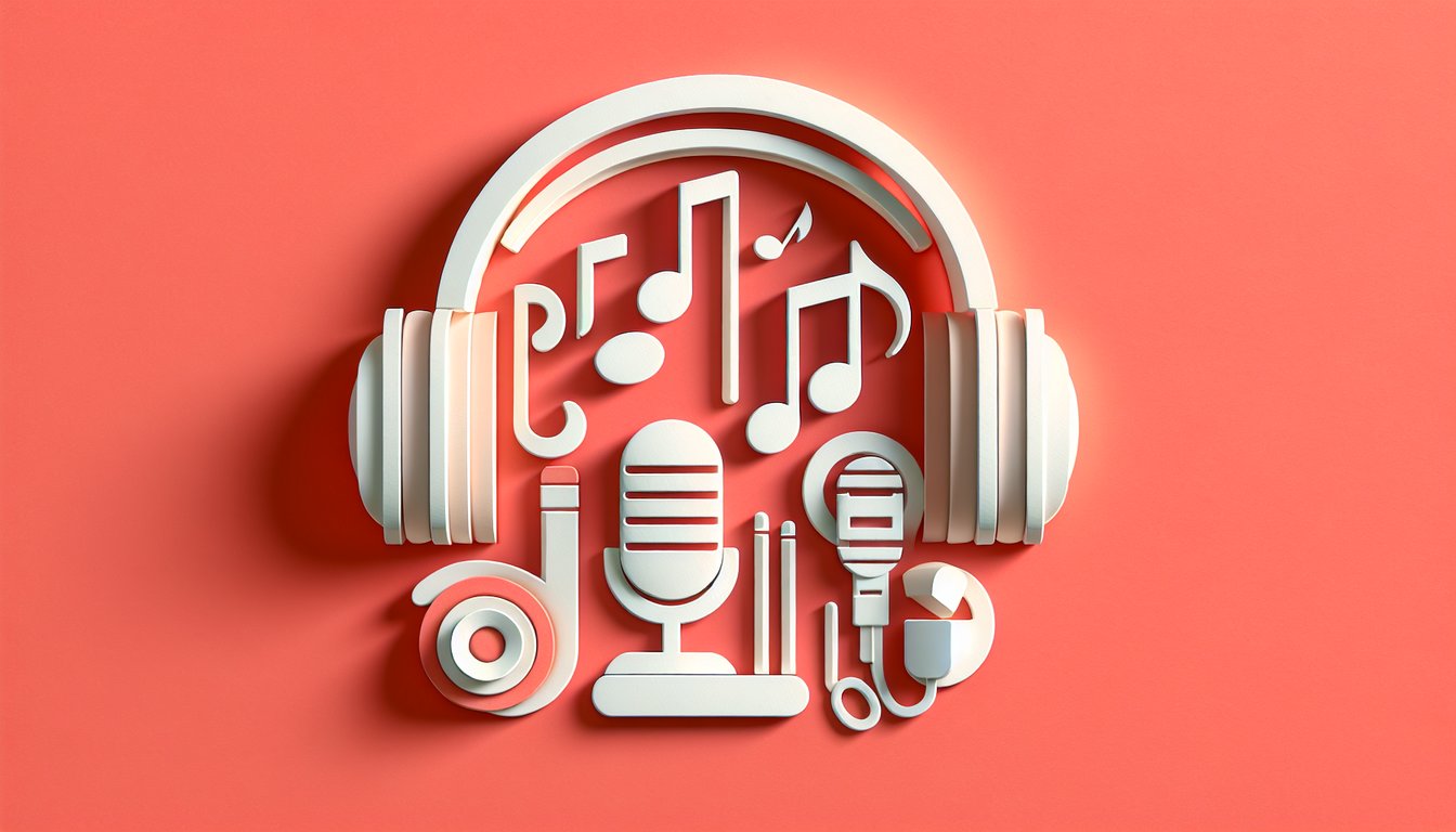 Paper art illustration of Aubrey ODay and Travis Garland with music notes hits collabs quiz banner on coral background