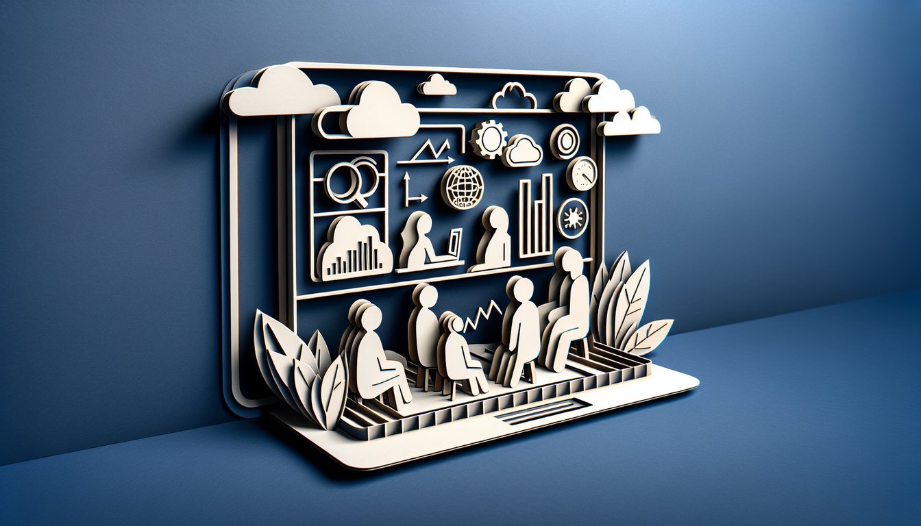 Paper art illustration of quiz form and speech bubbles for online selective mutism test on dark blue background