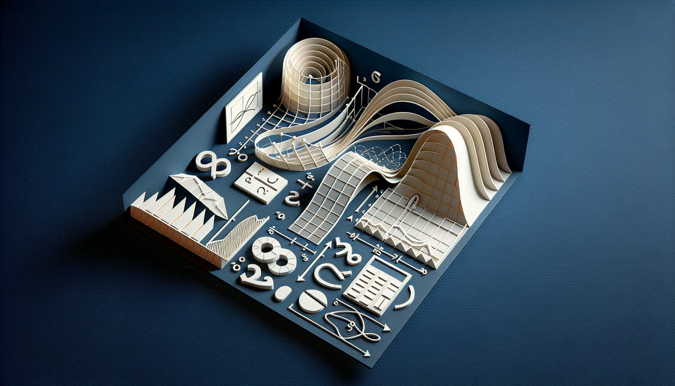 Paper art design of layered graphs and calculus symbols on dark blue background promoting free limits and continuity quiz
