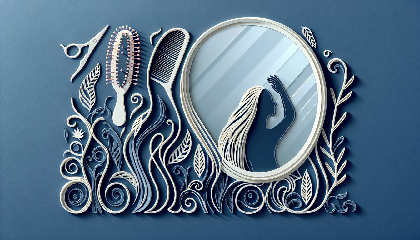 Paper art illustration for balding quiz on dark blue background