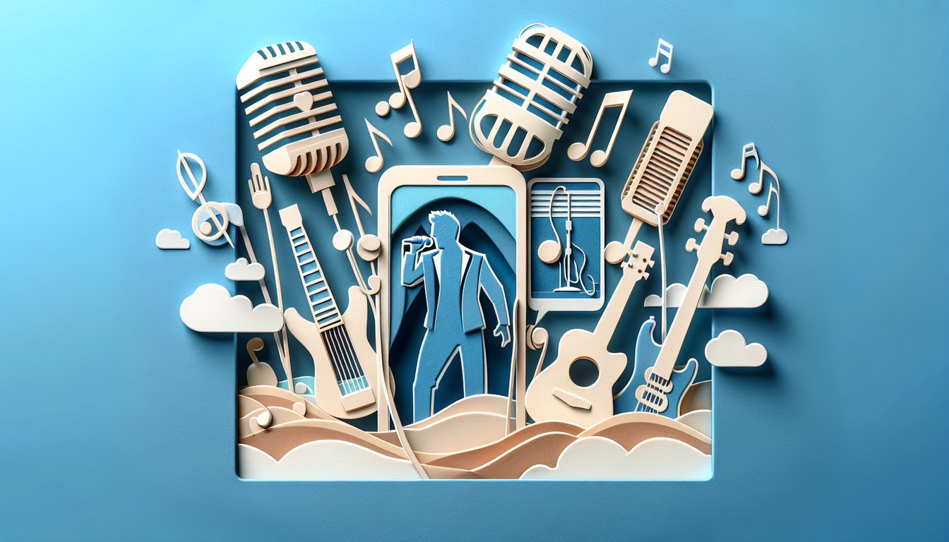 Paper art illustration with Kim Taehyung BTS V quiz title fun scored question icons on sky blue background