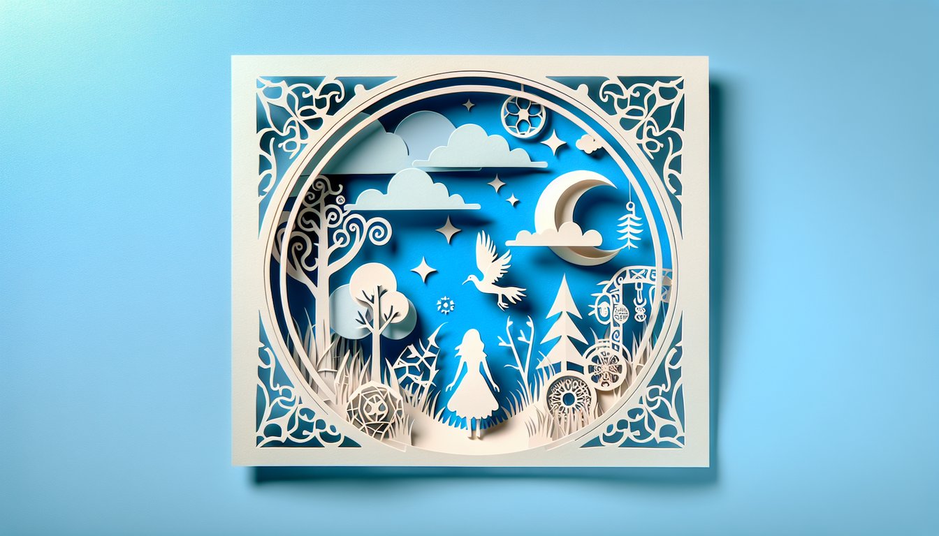 Paper art illustration for a Grisha identity quiz on a sky blue background