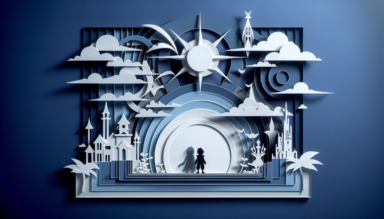 Anime Look-Alike Quiz paper art illustration on a dark blue background