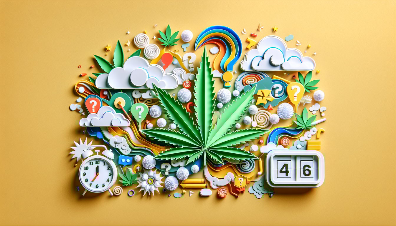 Paper art illustration for weed quiz on golden yellow background