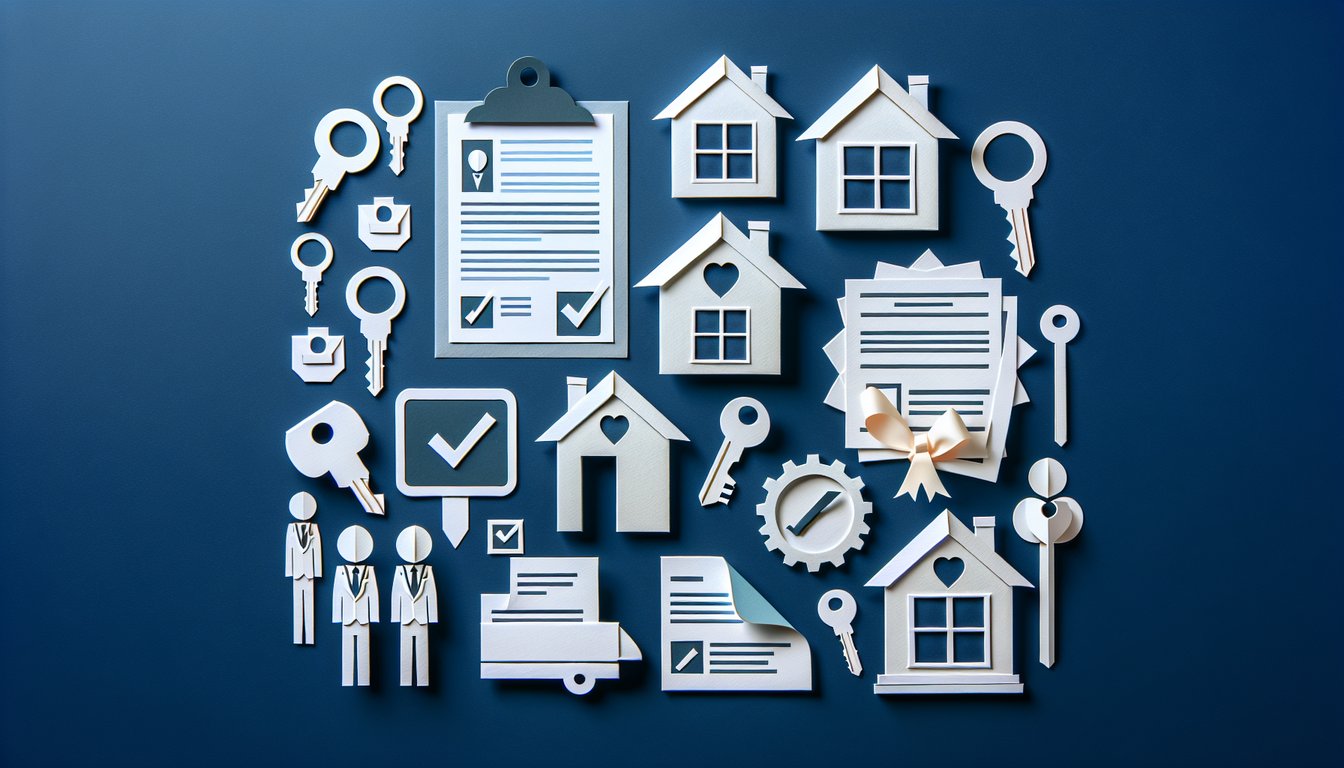 Colorful paper art depicting a real estate agent qualification quiz