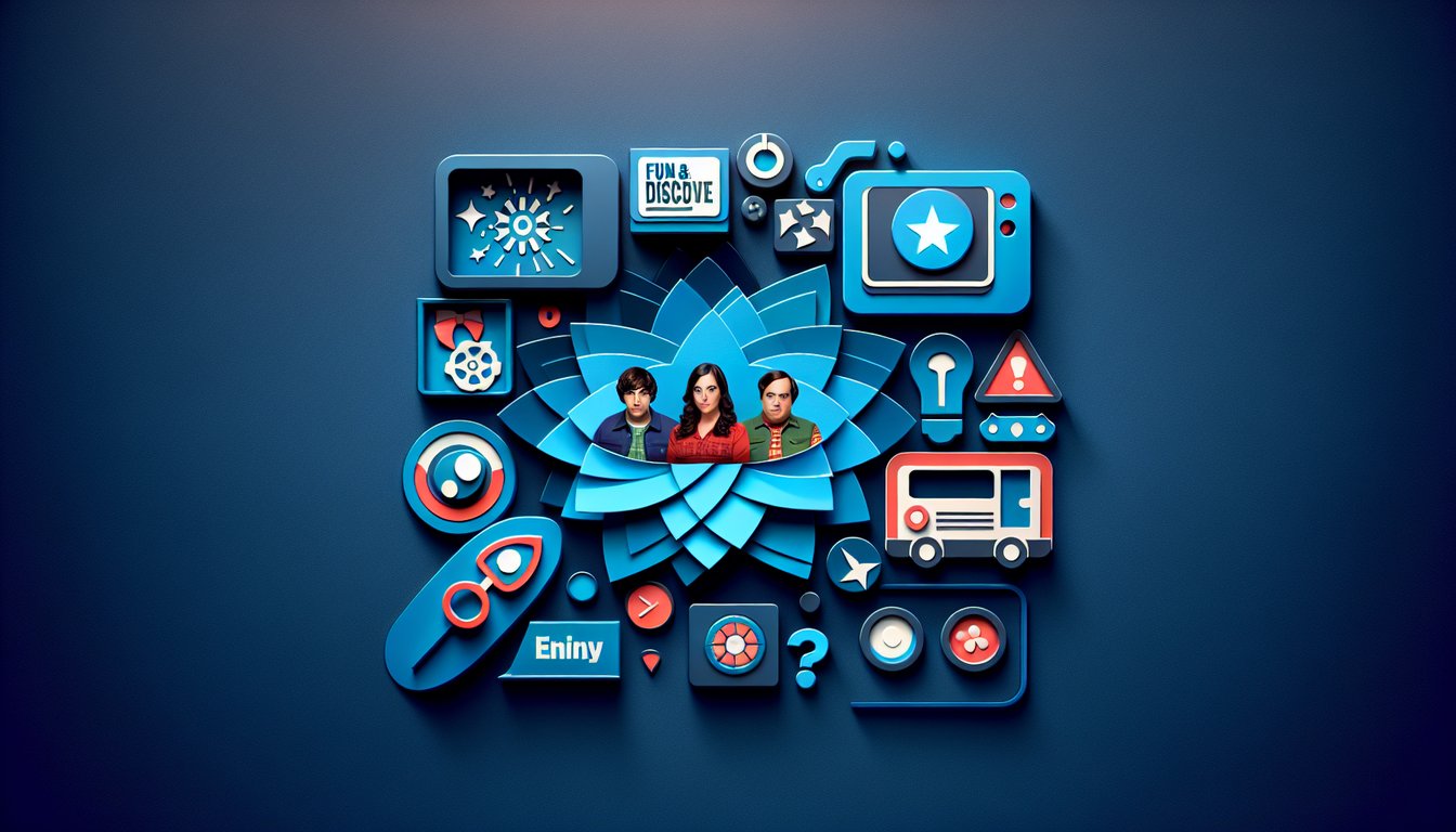 Paper art illustration on dark blue promoting free Big Bang Theory personality quiz with fun questions and shareable results