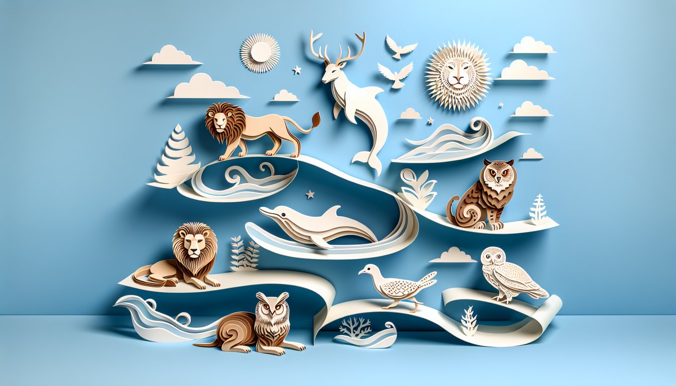 Paper cut style animal silhouettes on sky blue background hint at a playful quiz to discover your spirit animal