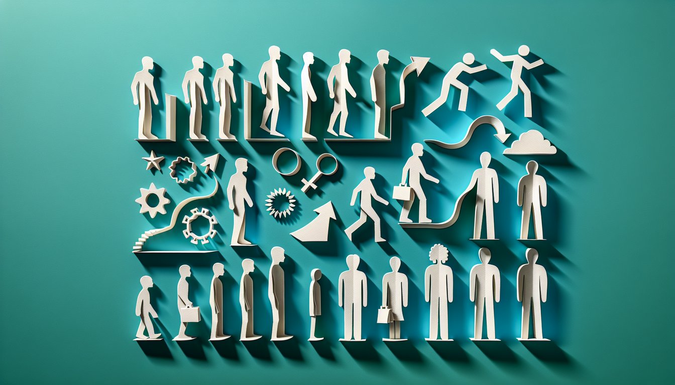 Paper art illustration for characterization quiz on teal background