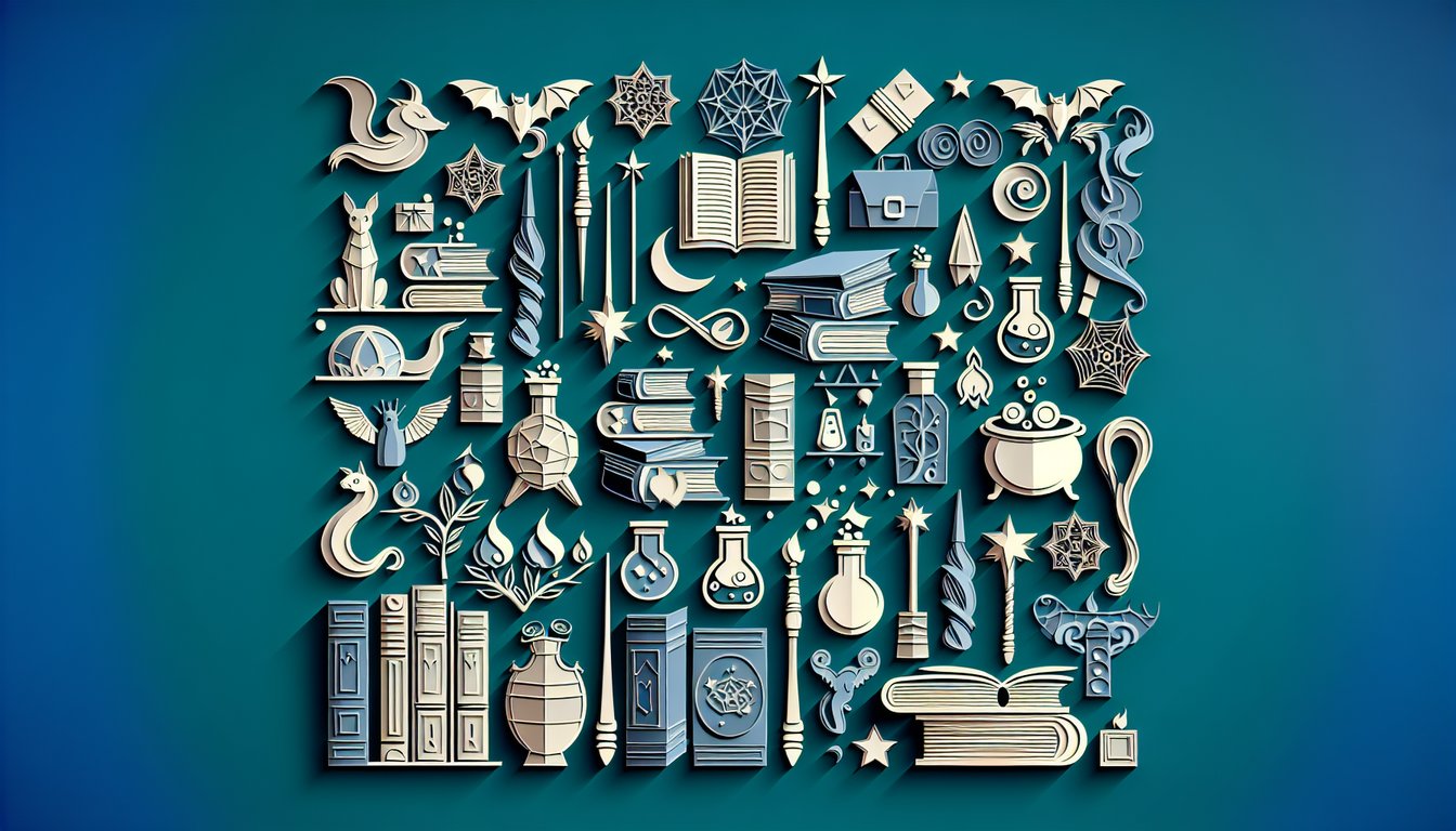 Paper art illustration for Wizard101 school quiz on a teal background