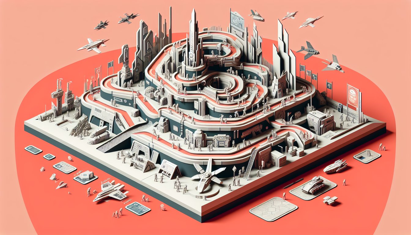 Warhammer 40K quiz paper art illustration on a coral background