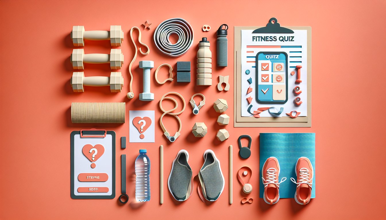 Paper art illustration for Beachbody exercise program quiz on a coral background