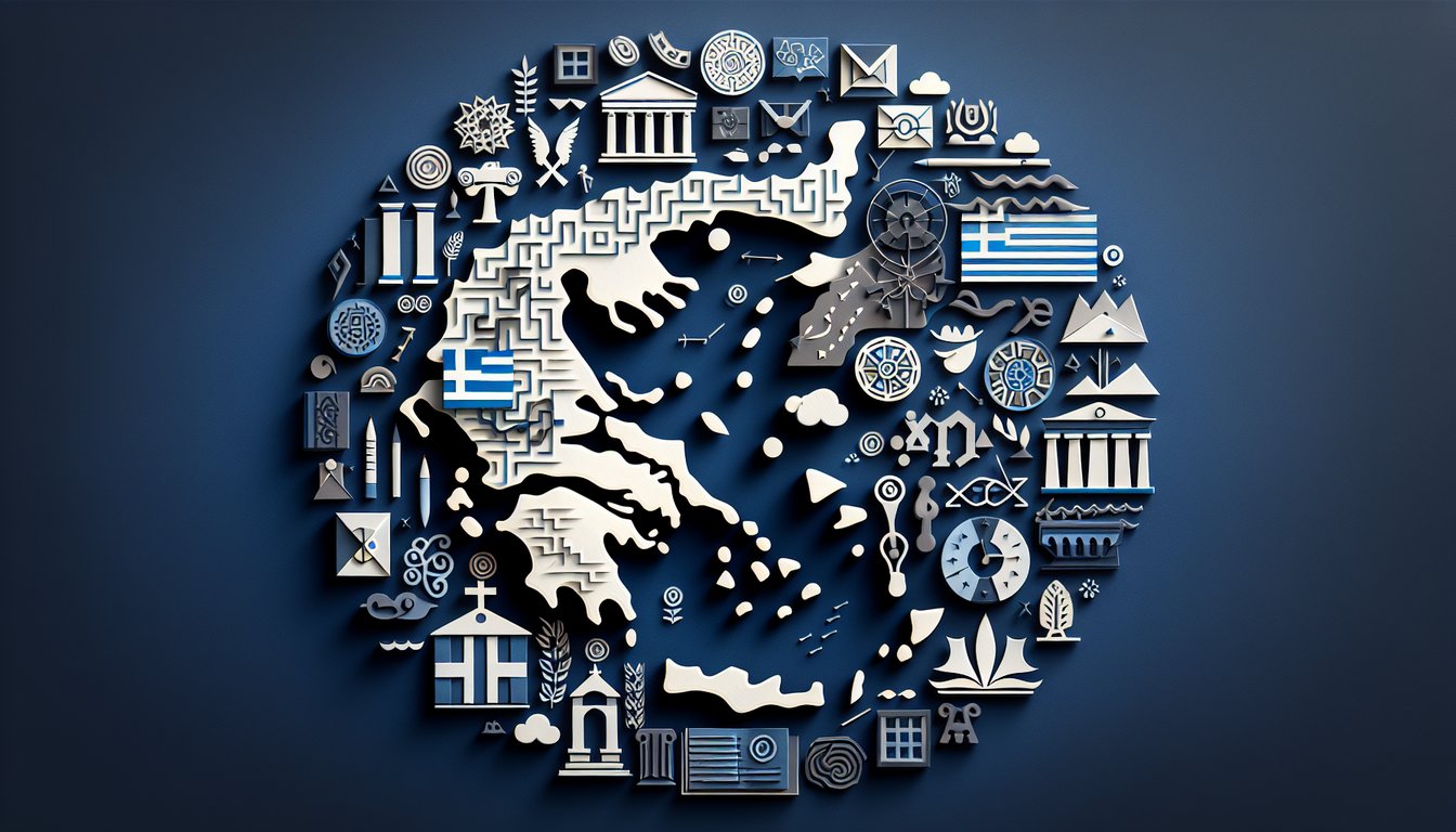 3D voxel art representing Intermediate Modern Greek II course material