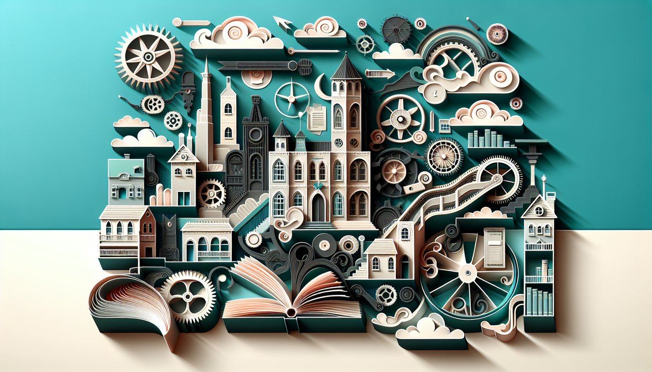 Paper art illustration for a Scarlet Letter quiz on a teal background