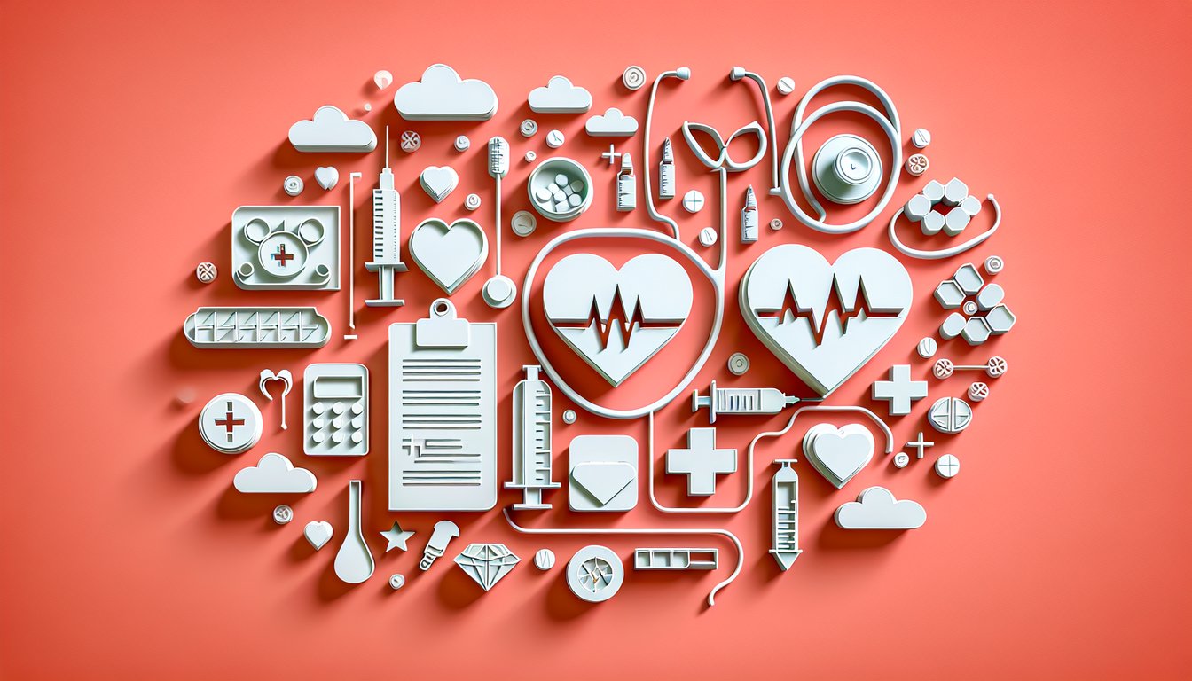 Paper art style coral nursing practice quiz with pills stethoscope dosage chart drug notes and instant feedback icons